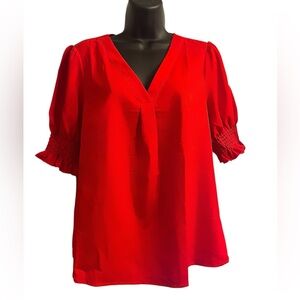 Allegra K Red Lightweight Short Sleeve New Womens Top Sz M